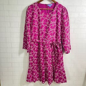 Draper James Womens Embroidered Dress size XL Hot Pink Floral Cotton NWT